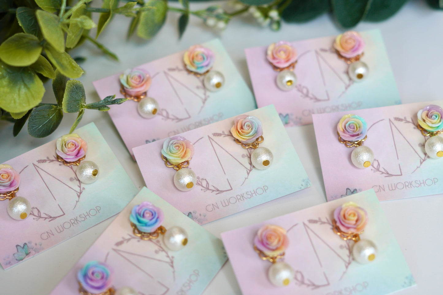 Rainbow Rose Studs