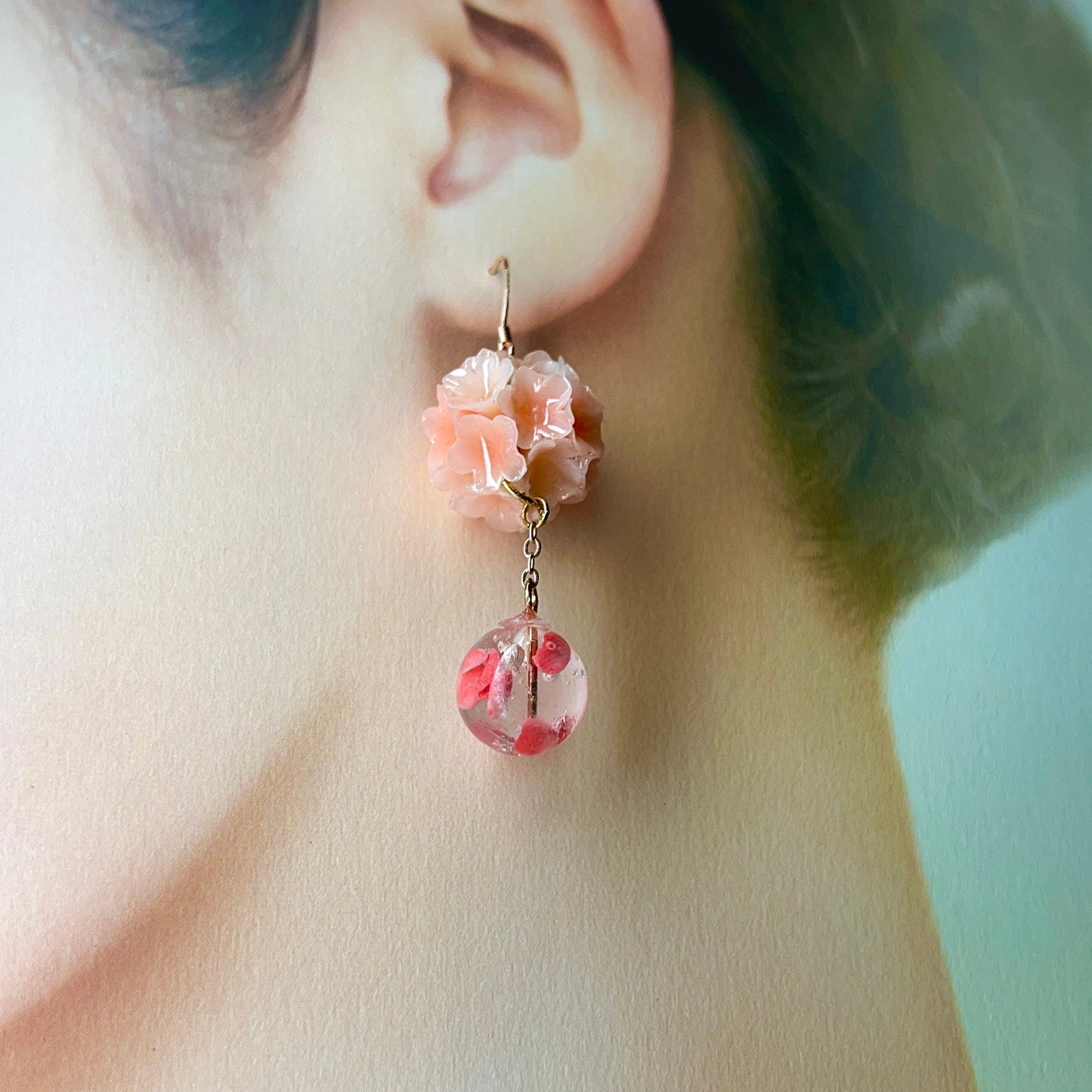 Sakura Crystal Sphere Dangle Earrings