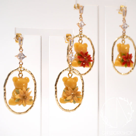 Teddy's Christmas Blossom Earrings