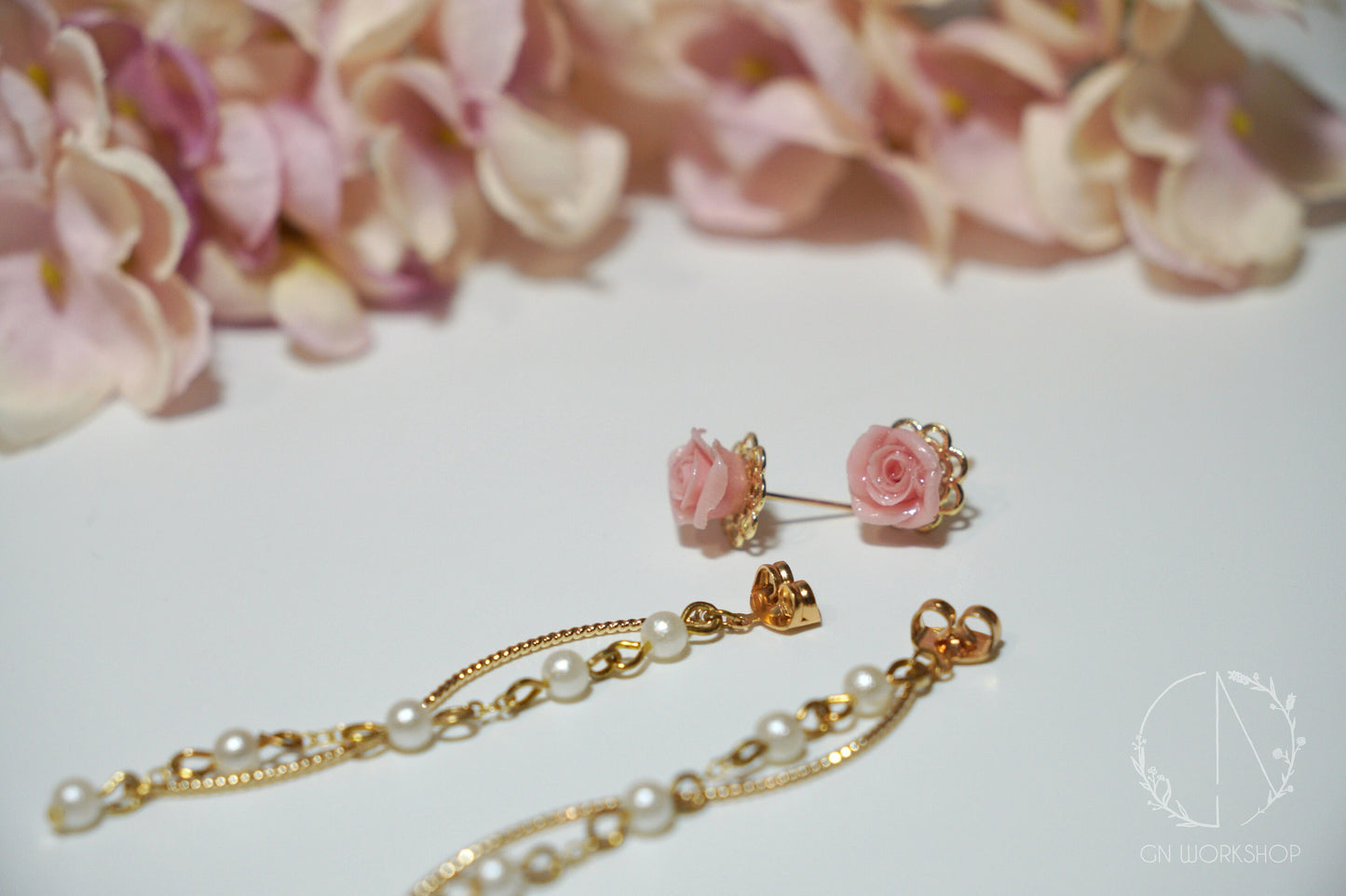 Rose Back Dangles Earrings