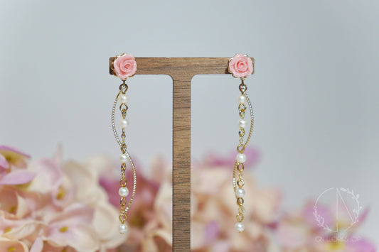 Rose Back Dangles Earrings