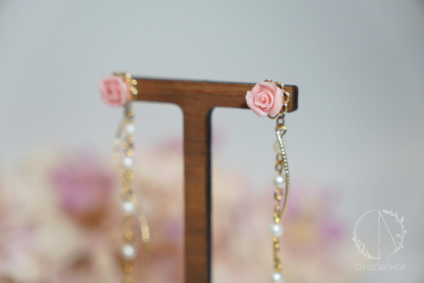 Rose Back Dangles Earrings