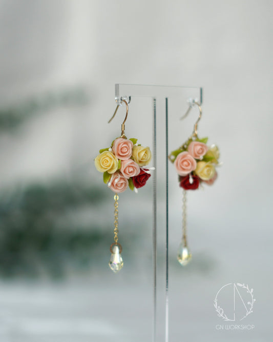 Rosy Champagne Bouquet Earrings