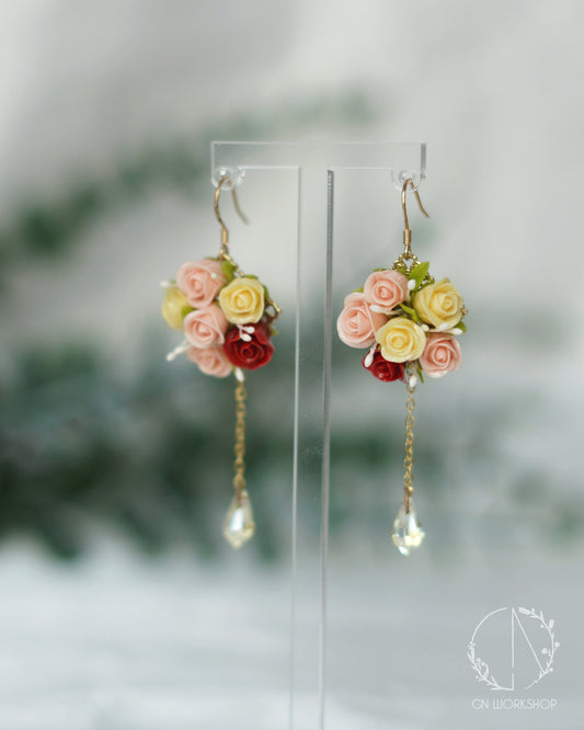 Rosy Champagne Bouquet Earrings