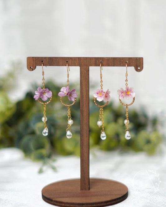 Violet Blossoms Dangles - February Birth Flowers