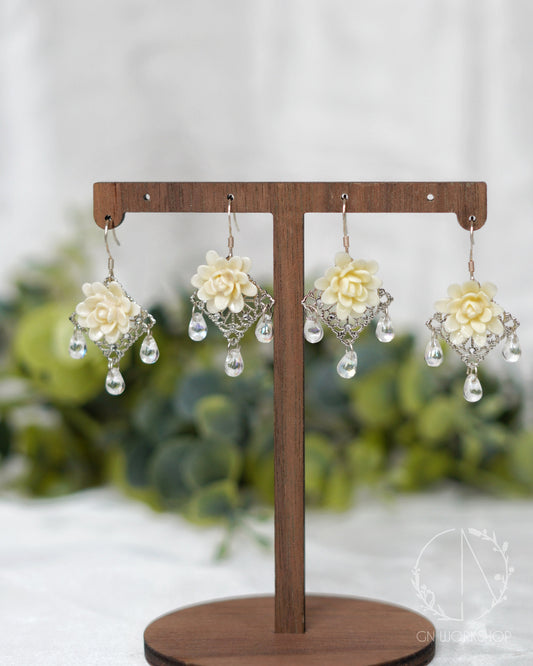 Rosa Banksiae Earrings, Lady Banks' rose