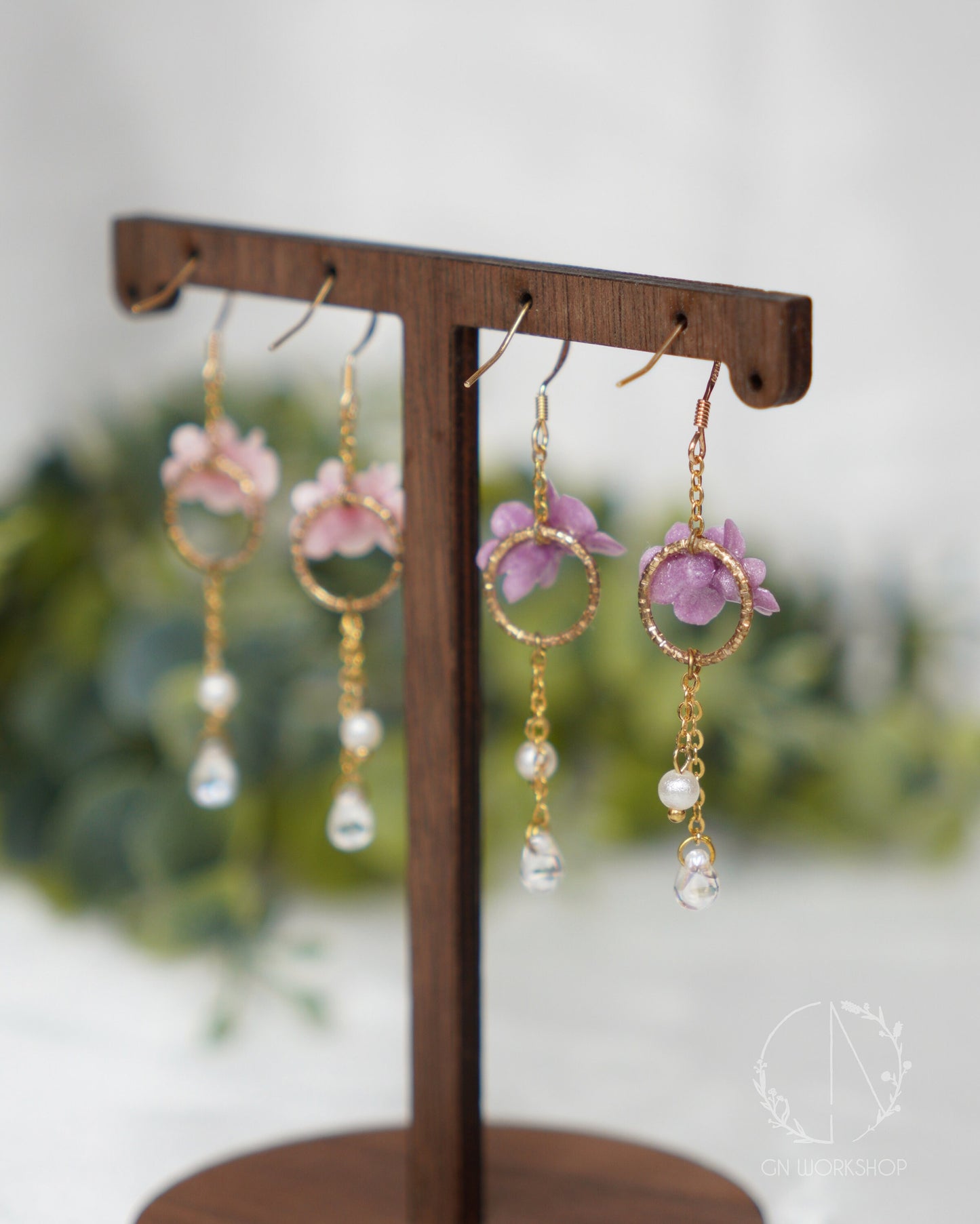 Violet Blossoms Dangles - February Birth Flowers