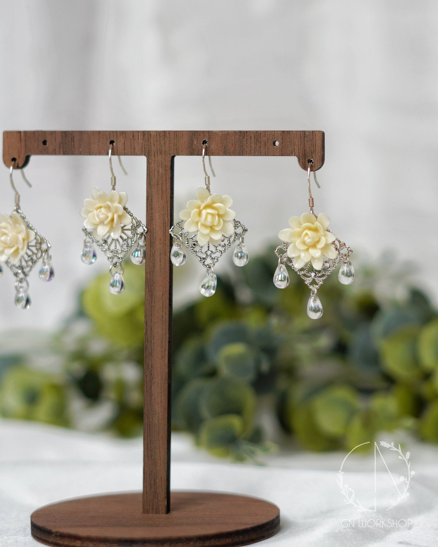 Rosa Banksiae Earrings, Lady Banks' rose
