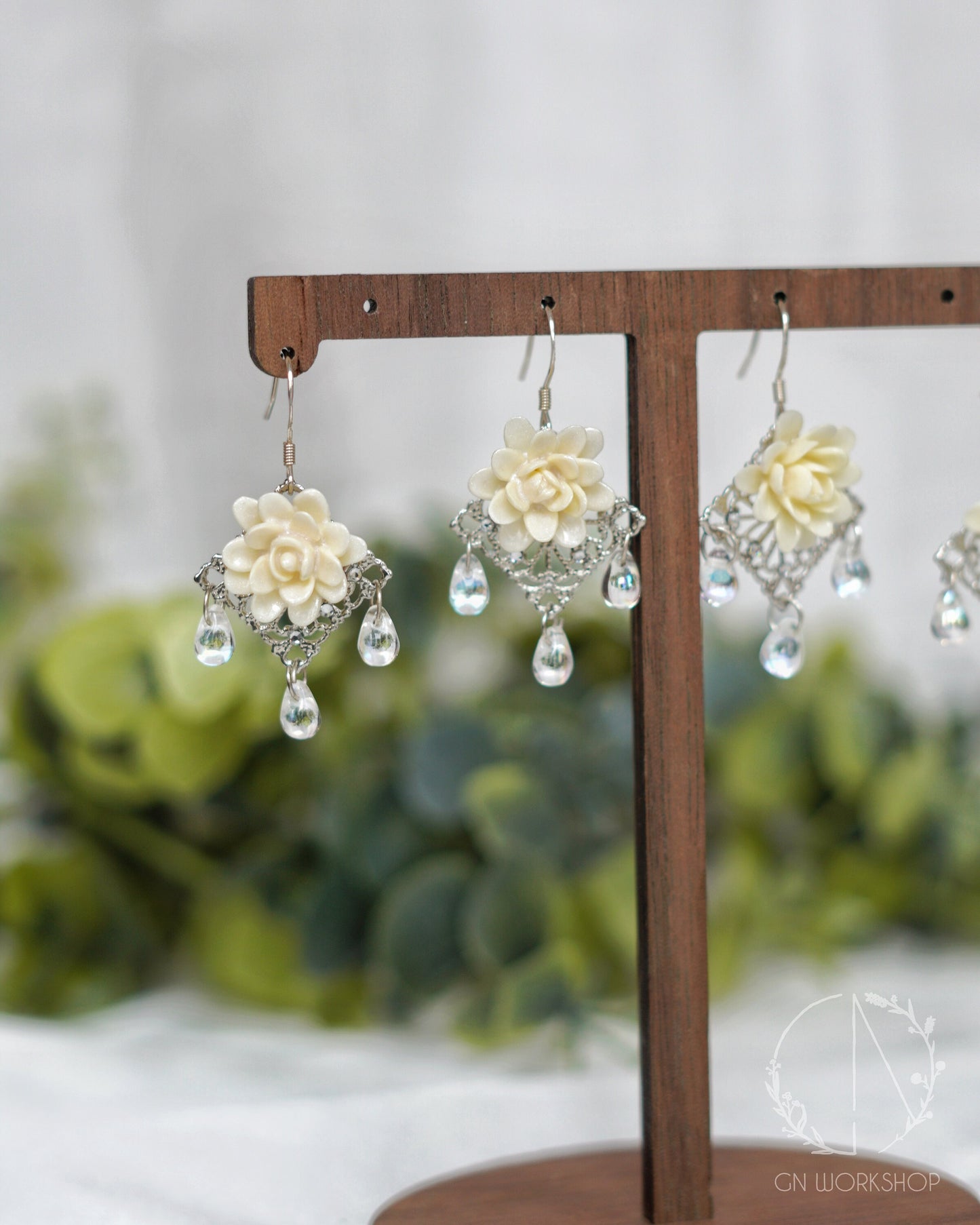 Rosa Banksiae Earrings, Lady Banks' rose