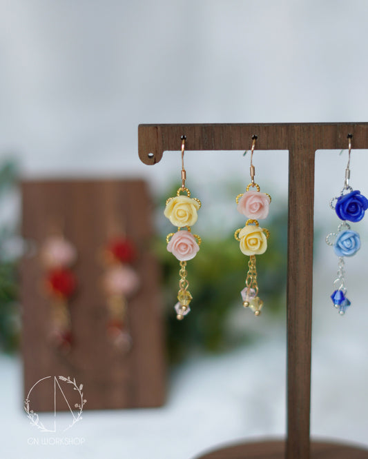 Mirrored Roses Dangles