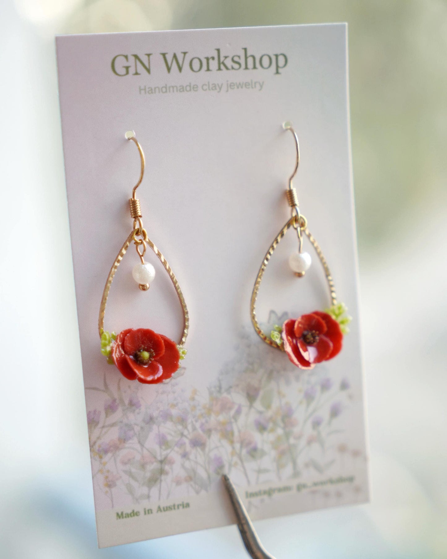 Poppy Bloom Dangles - August Birth Flowers