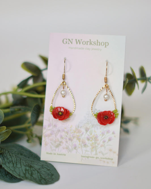Poppy Bloom Dangles - August Birth Flowers
