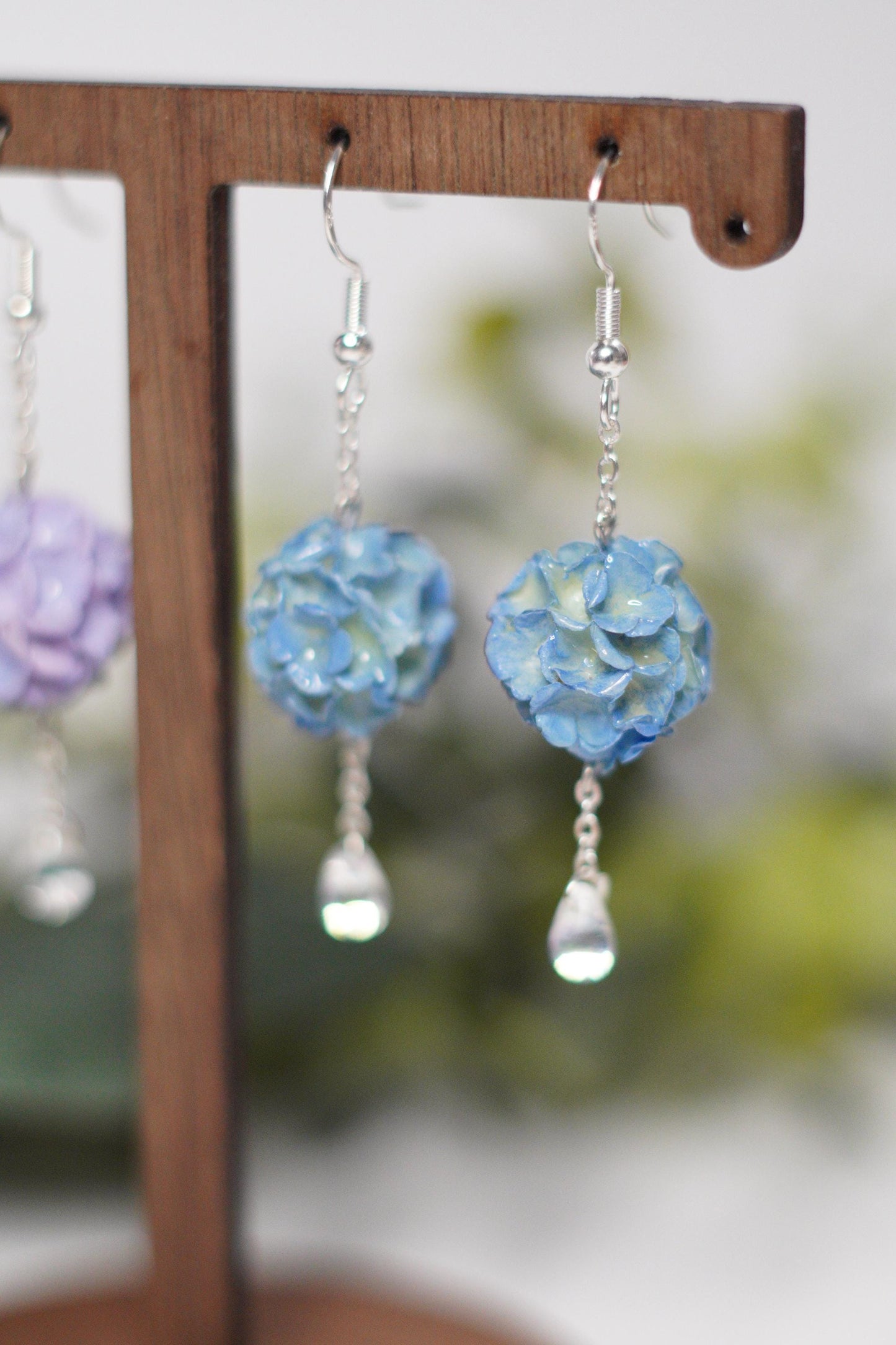 Hand-Painted Hydrangea Ombre Sphere Dangles