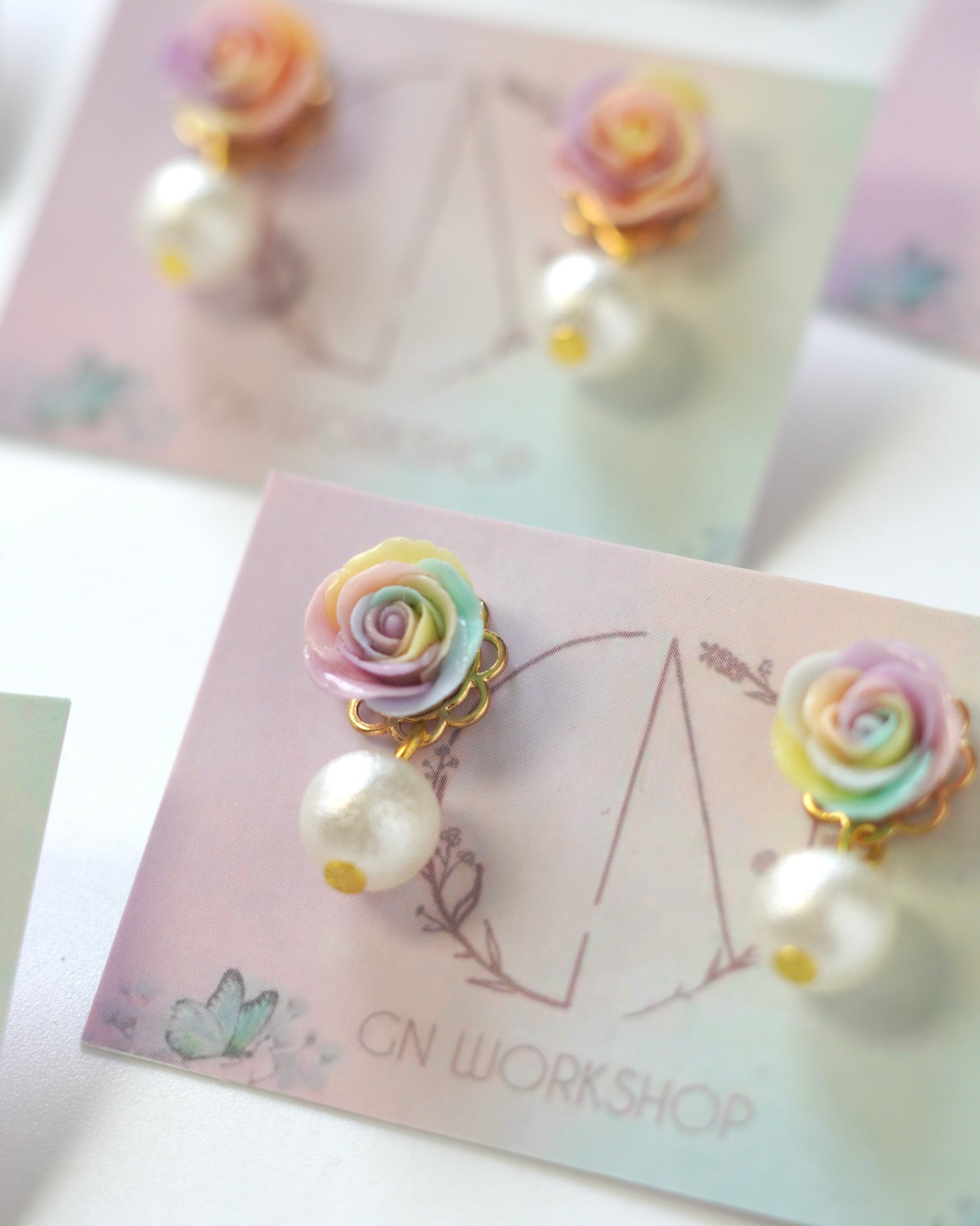 Rainbow Rose Studs
