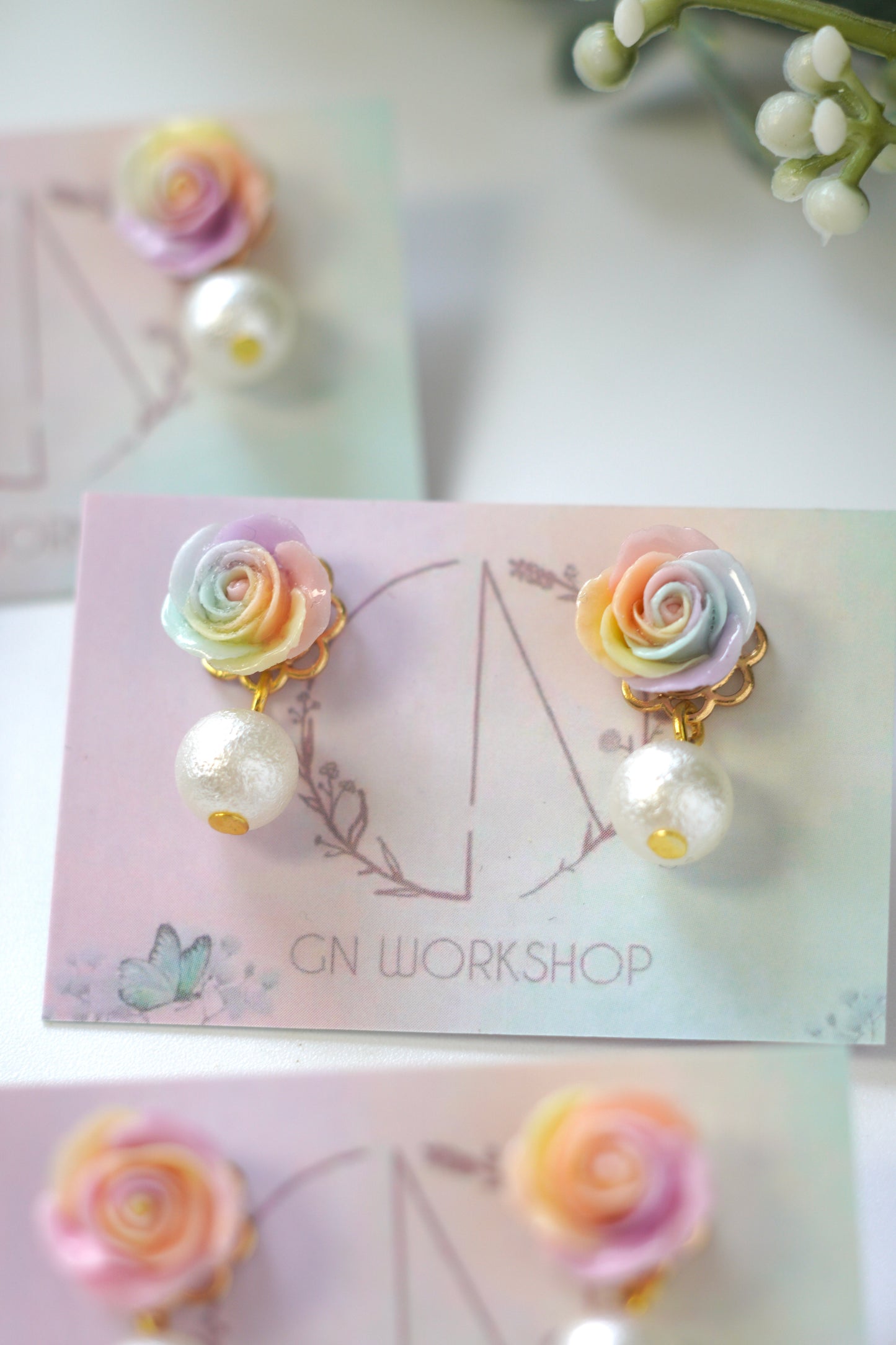 Rainbow Rose Studs