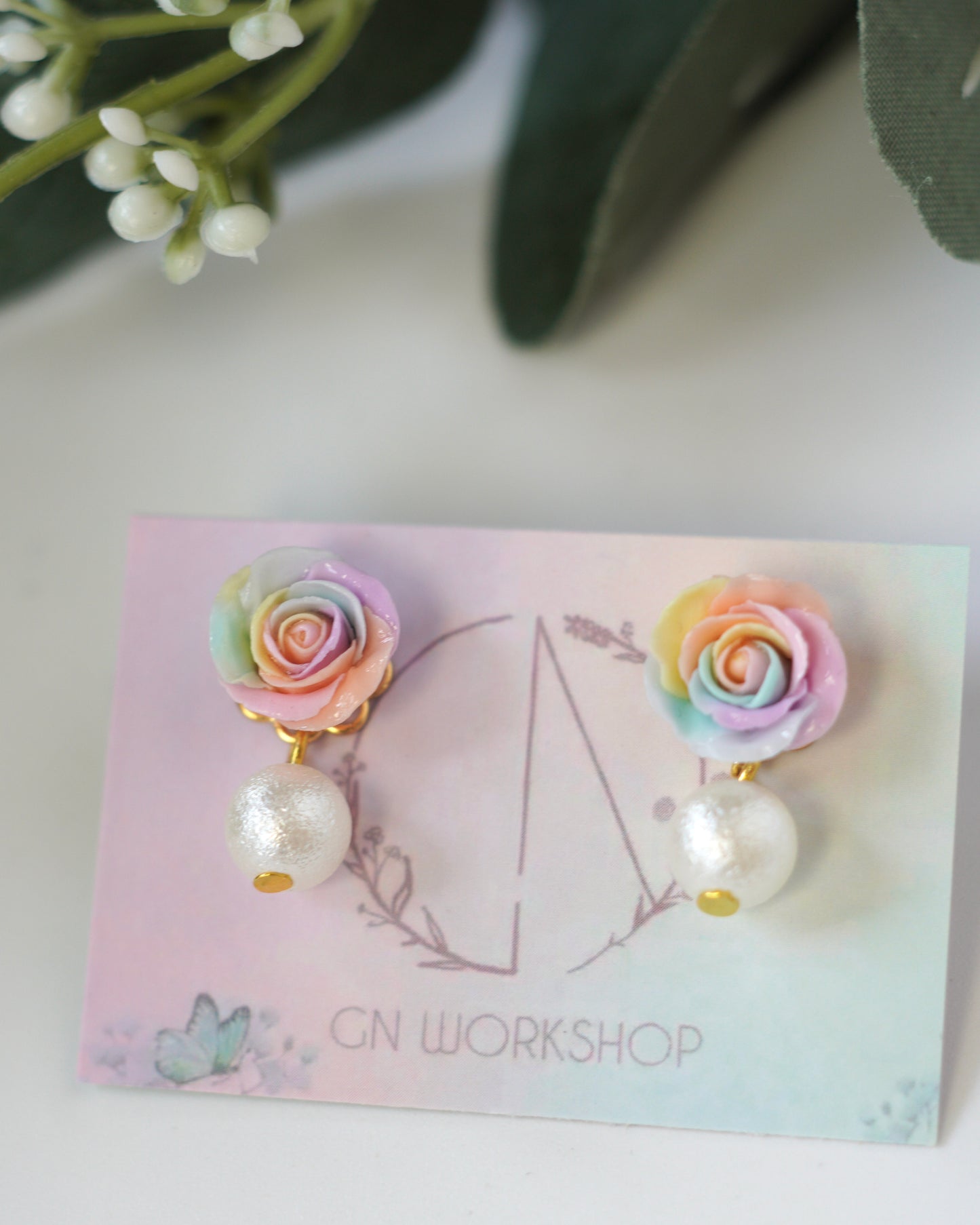 Rainbow Rose Studs