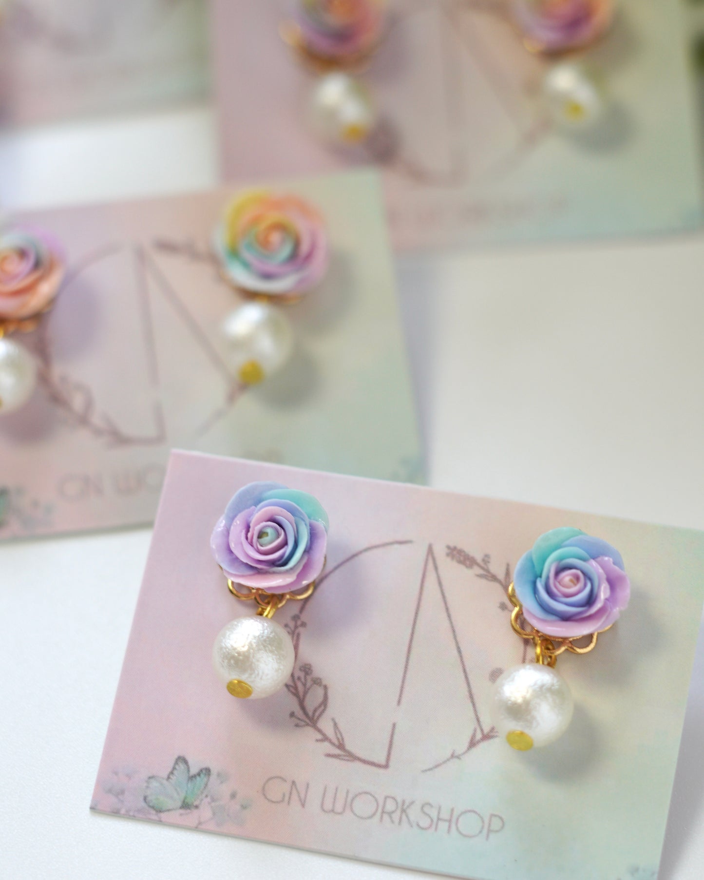Rainbow Rose Studs
