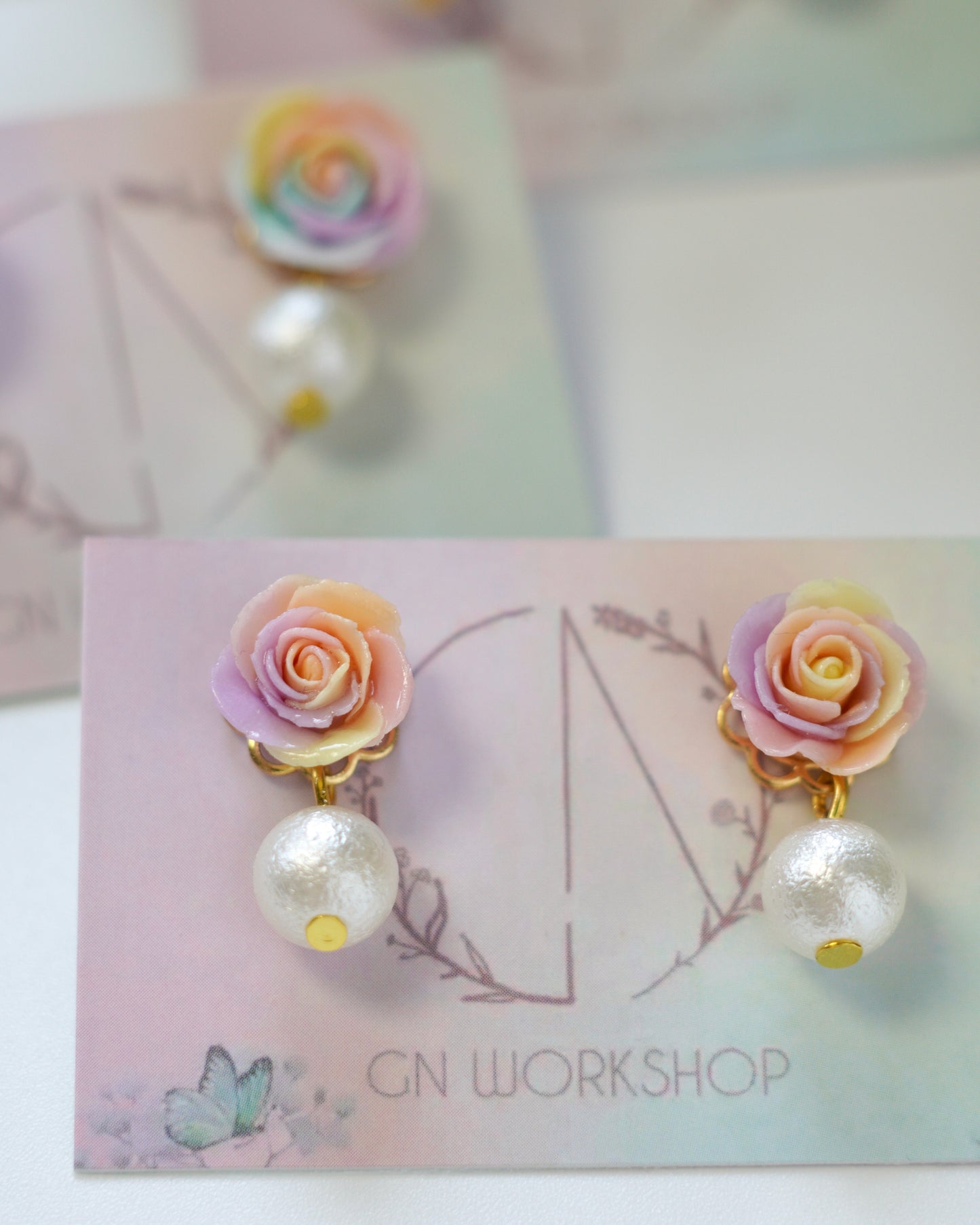 Rainbow Rose Studs