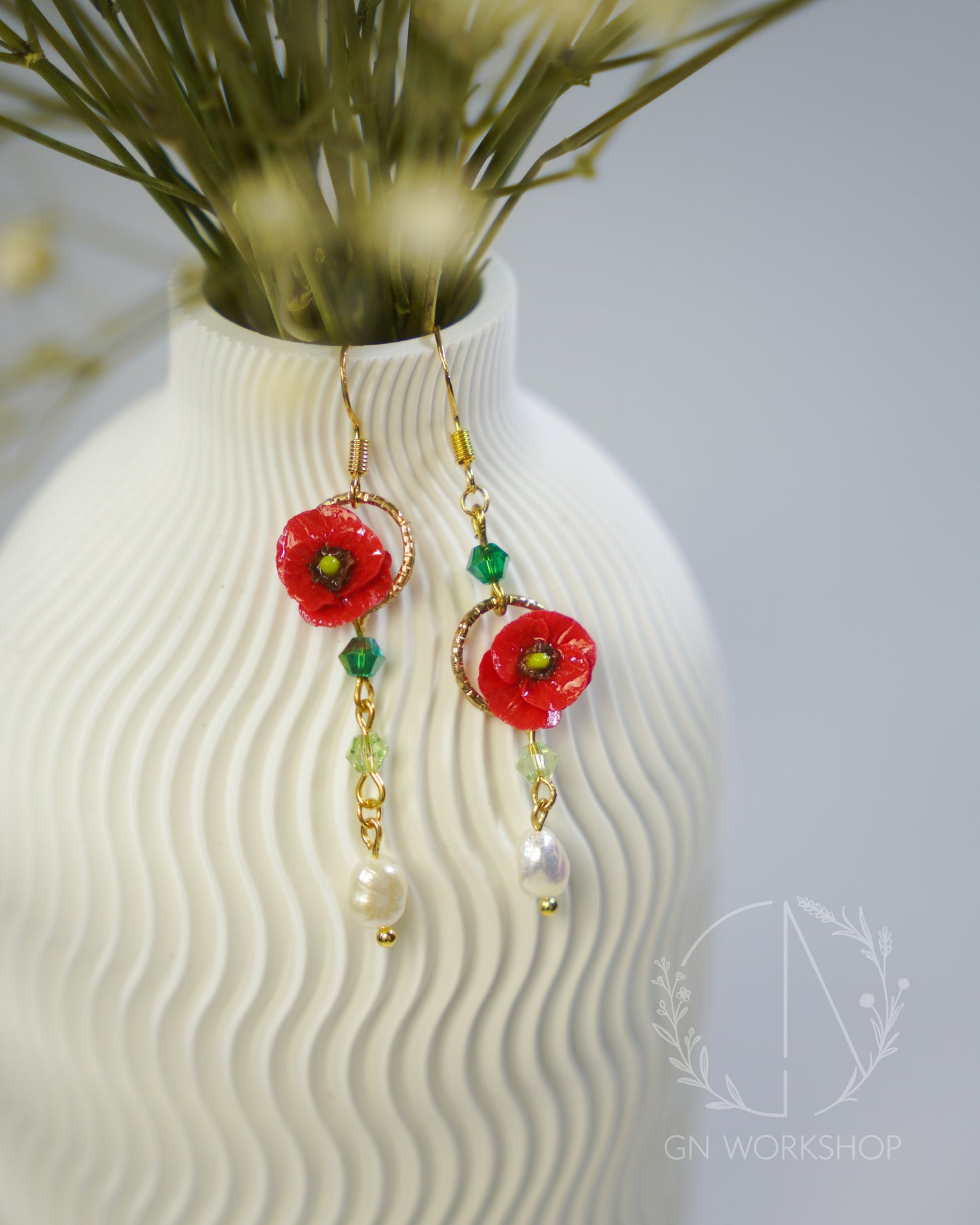 Scarlet Poppy Dangles - August Birth Flowers