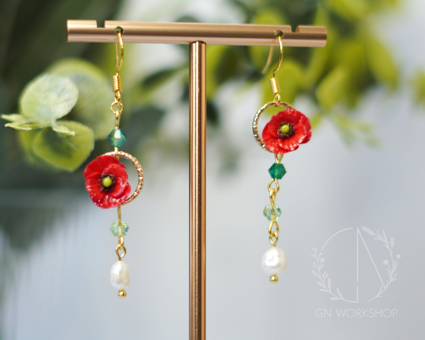 Scarlet Poppy Dangles - August Birth Flowers