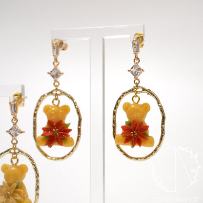 Teddy's Christmas Blossom Earrings