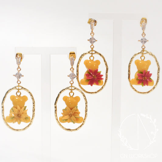 Teddy's Christmas Blossom Earrings