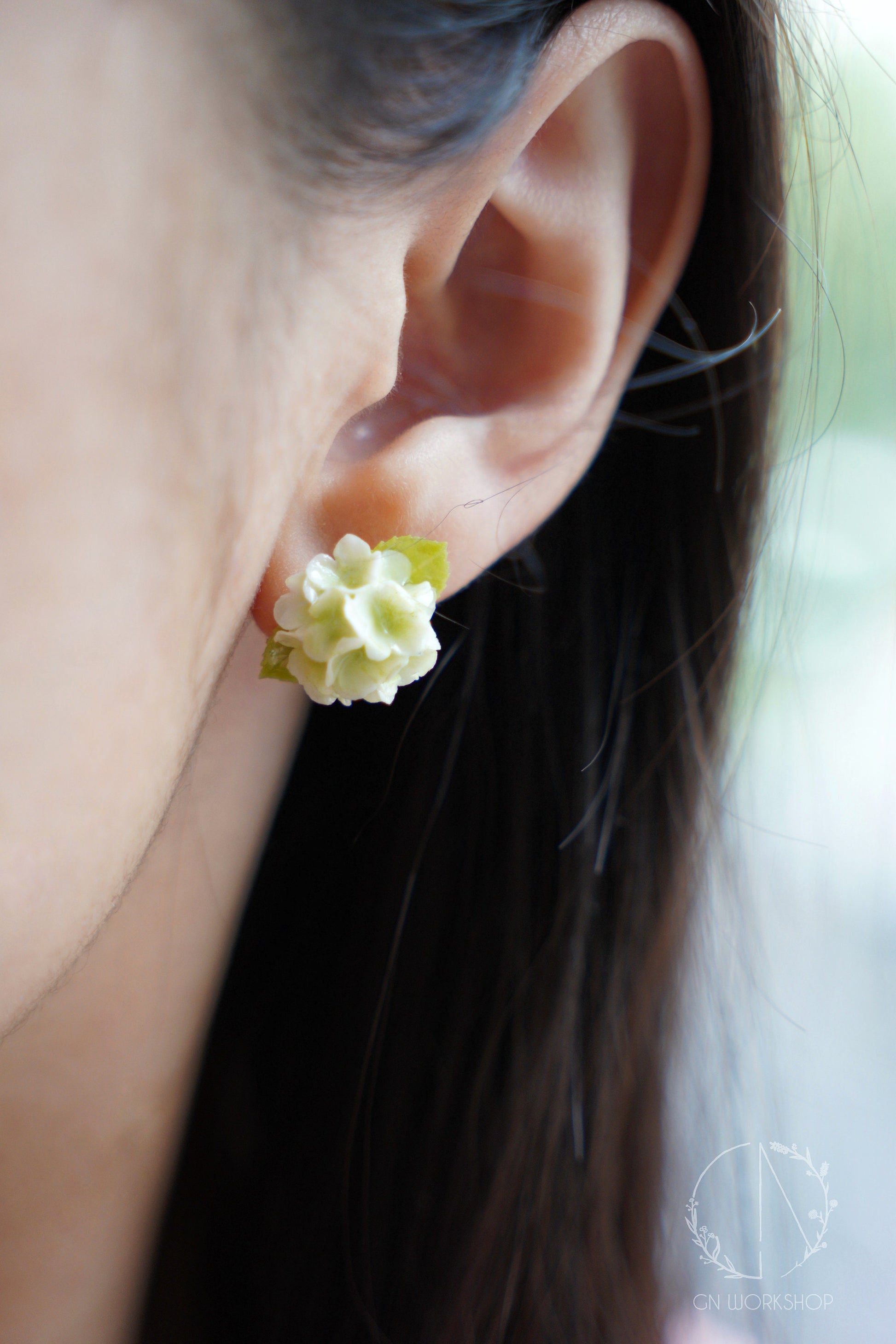 Hand-Painted Hydrangea Ombre Studs