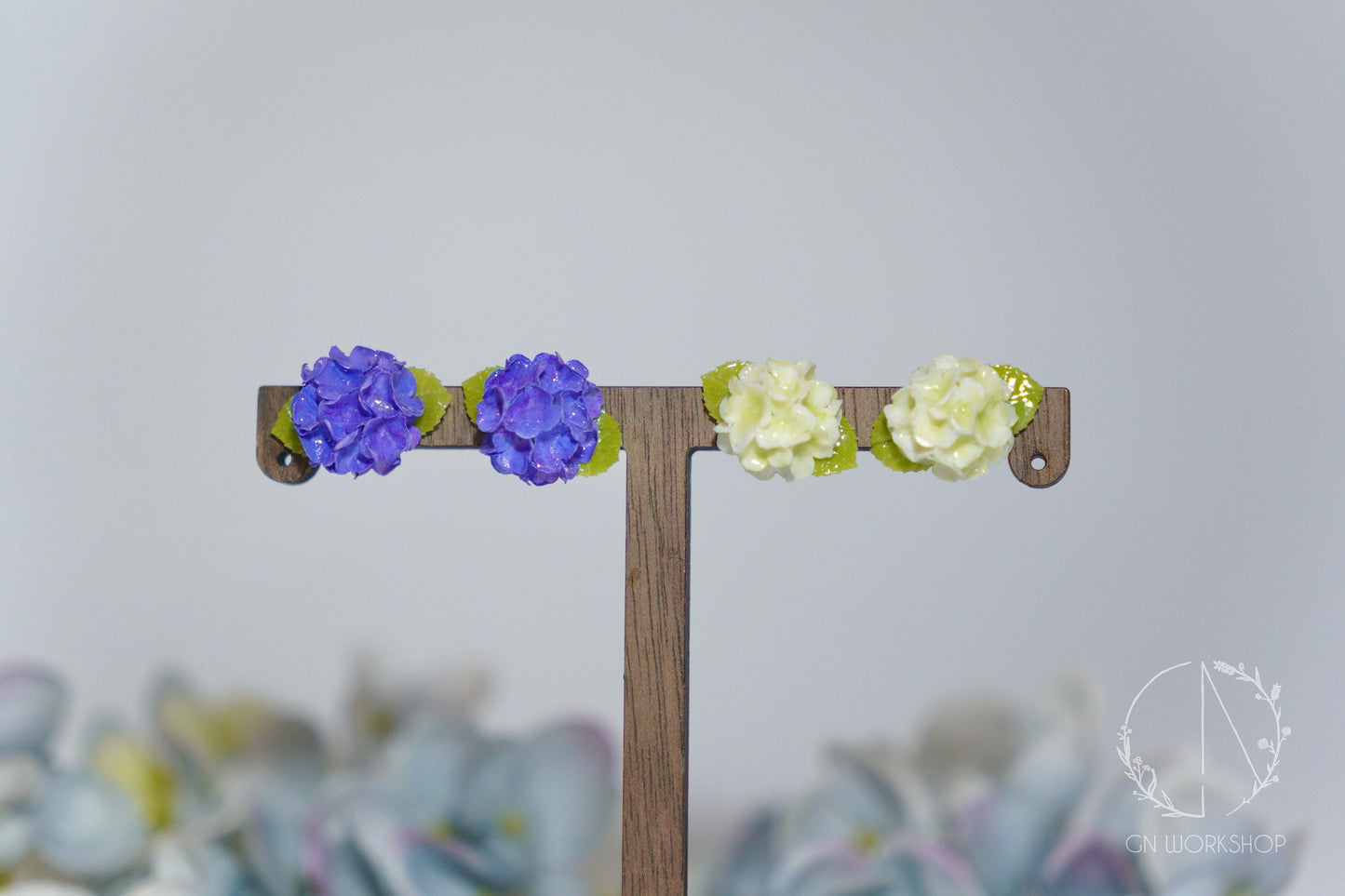 Hand-Painted Hydrangea Ombre Studs