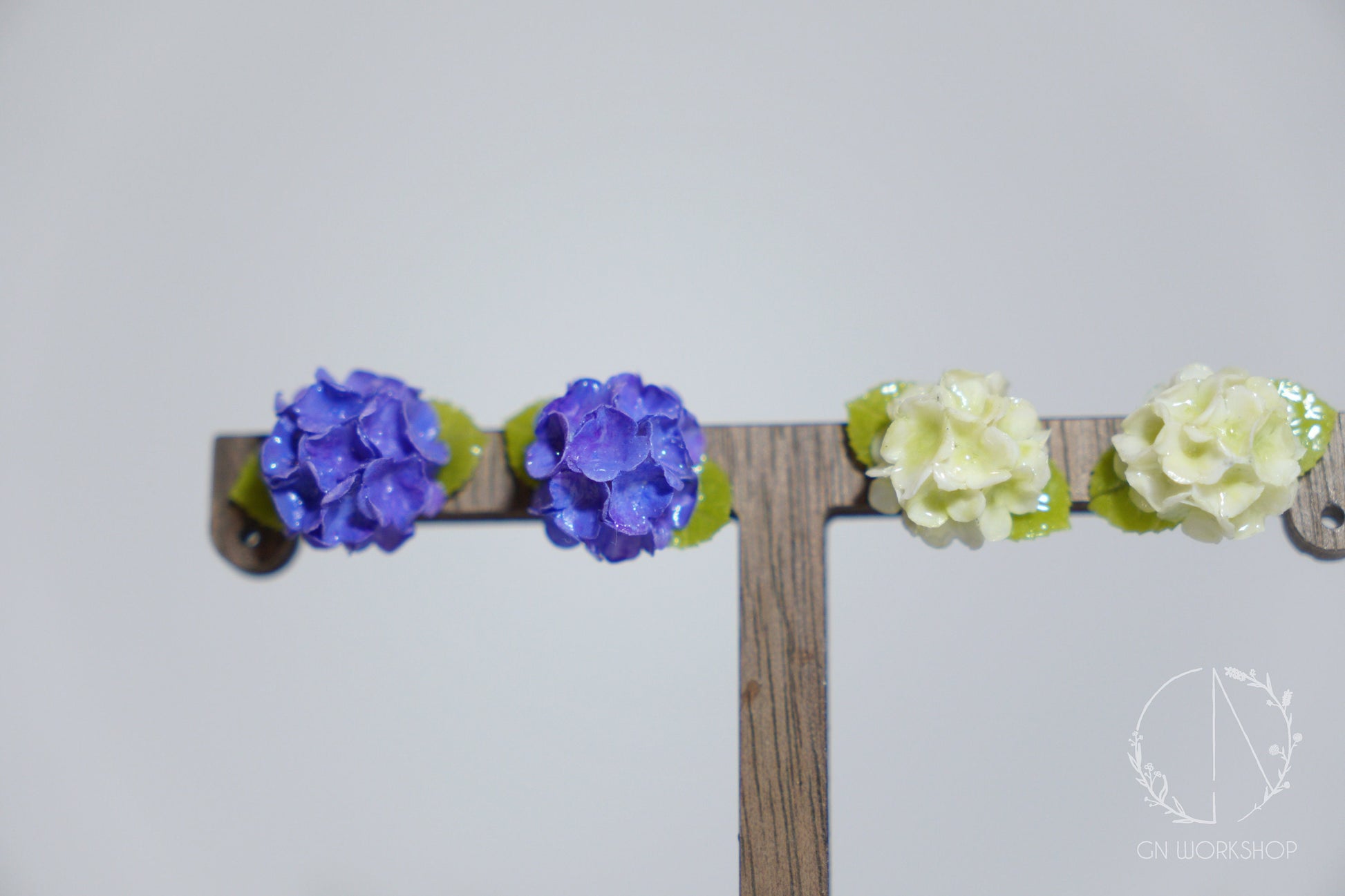 Hand-Painted Hydrangea Ombre Studs