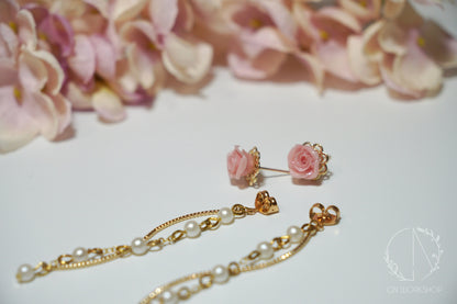 Rose Back Dangles Earrings