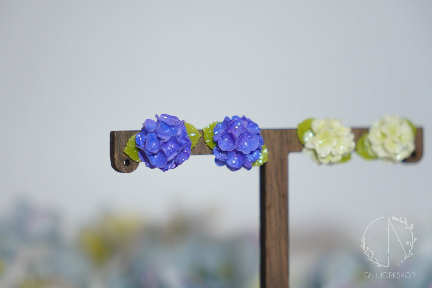Hand-Painted Hydrangea Ombre Studs