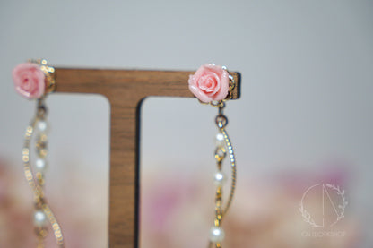 Rose Back Dangles Earrings