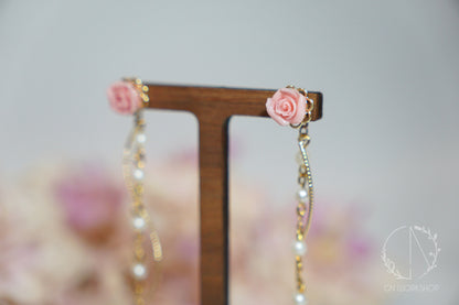 Rose Back Dangles Earrings