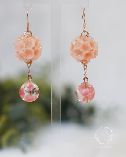 Sakura Crystal Sphere Dangle Earrings