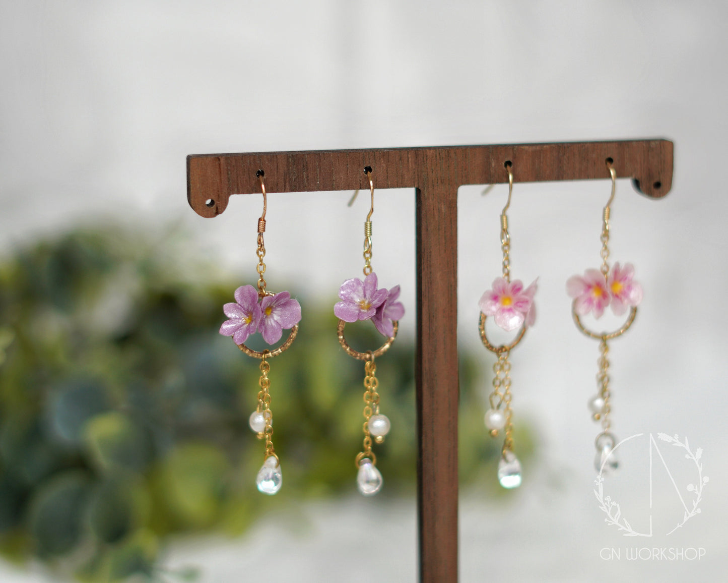 Violet Blossoms Dangles - February Birth Flowers
