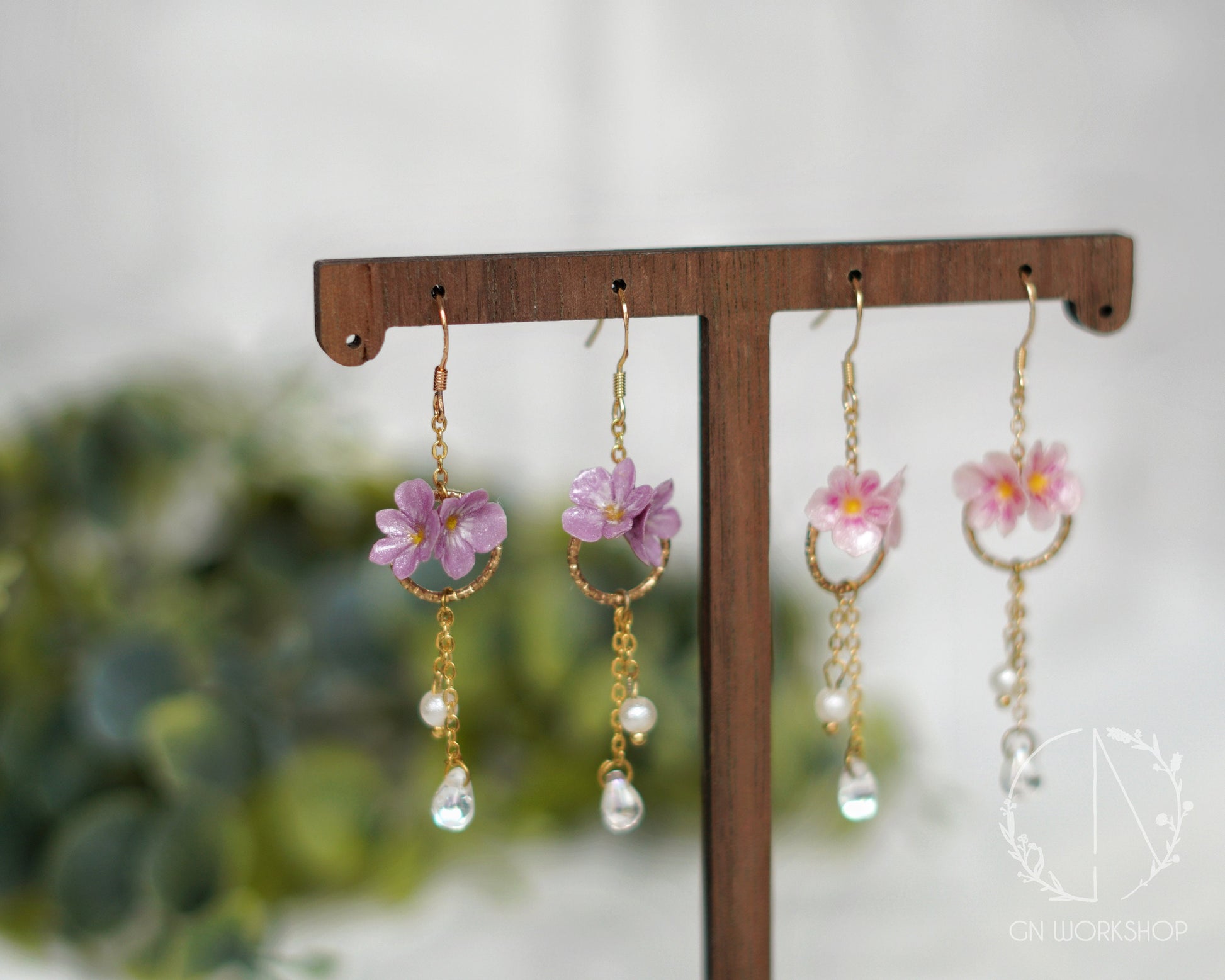 Violet Blossoms Dangles - February Birth Flowers