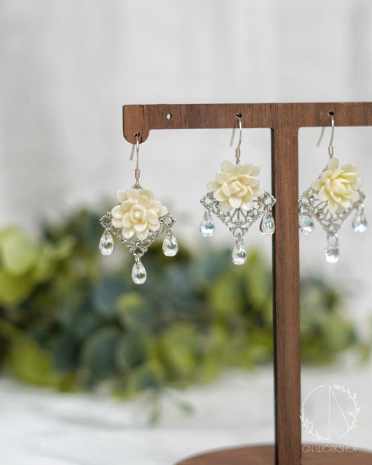 Rosa Banksiae Earrings, Lady Banks' rose