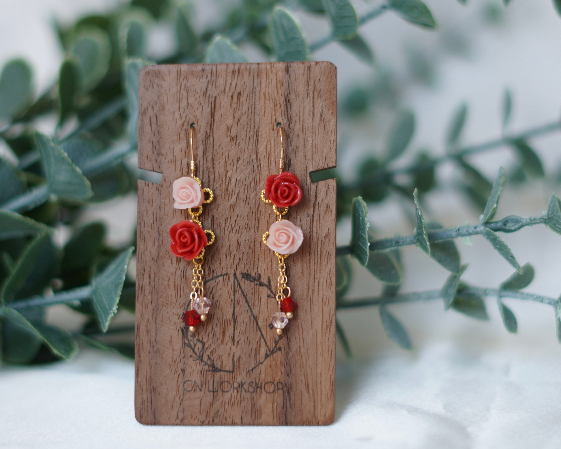Mirrored Roses Dangles