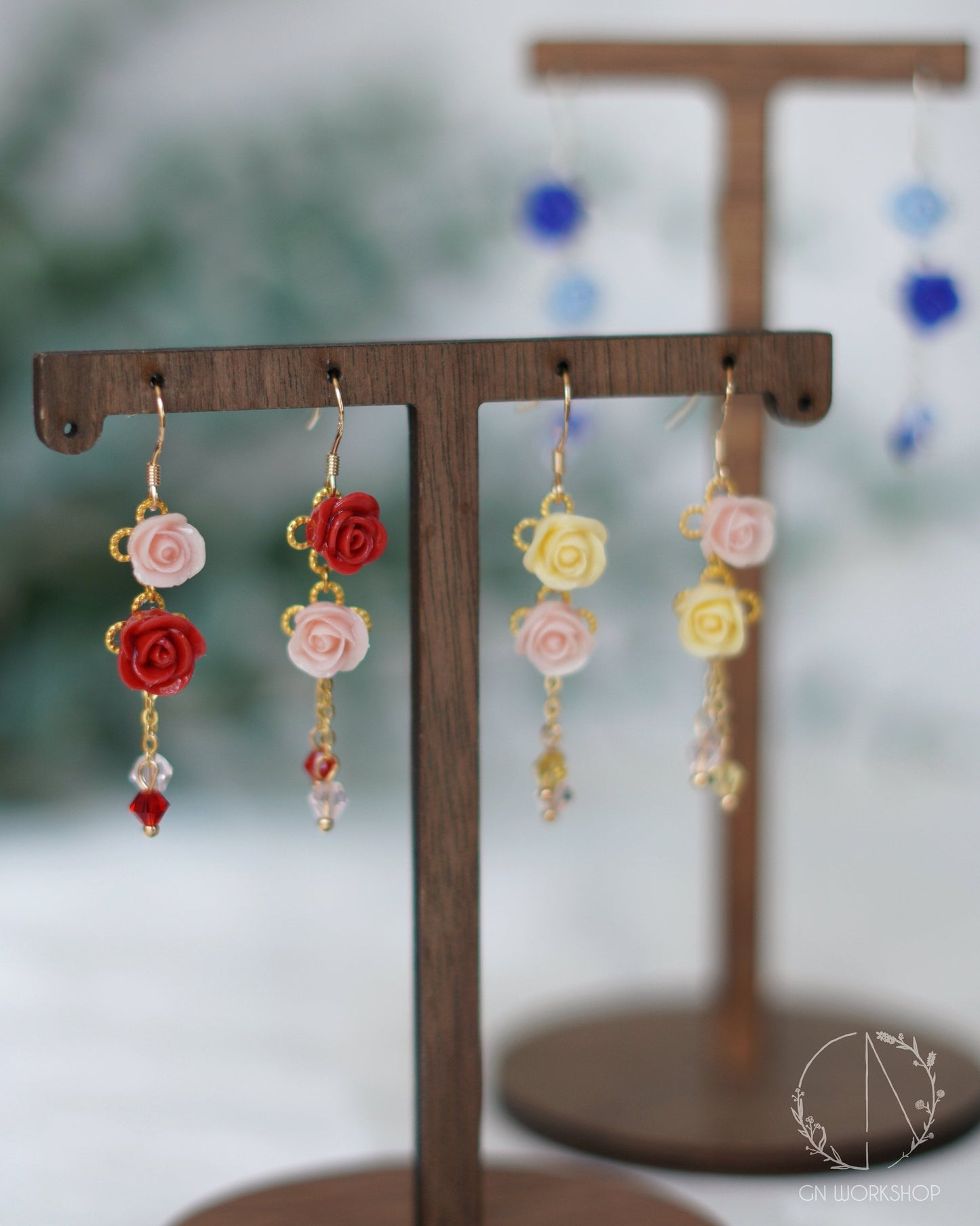 Mirrored Roses Dangles