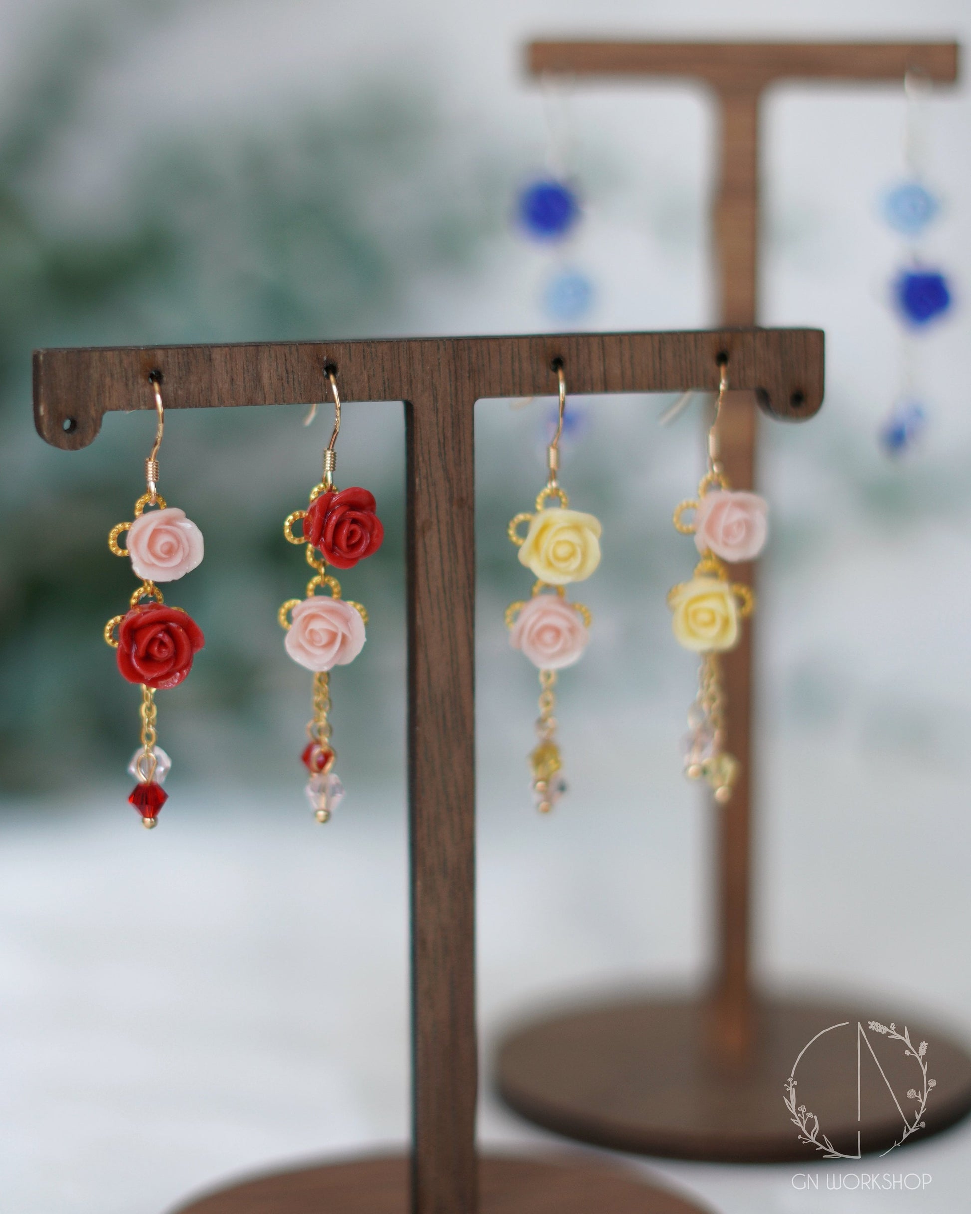 Mirrored Roses Dangles