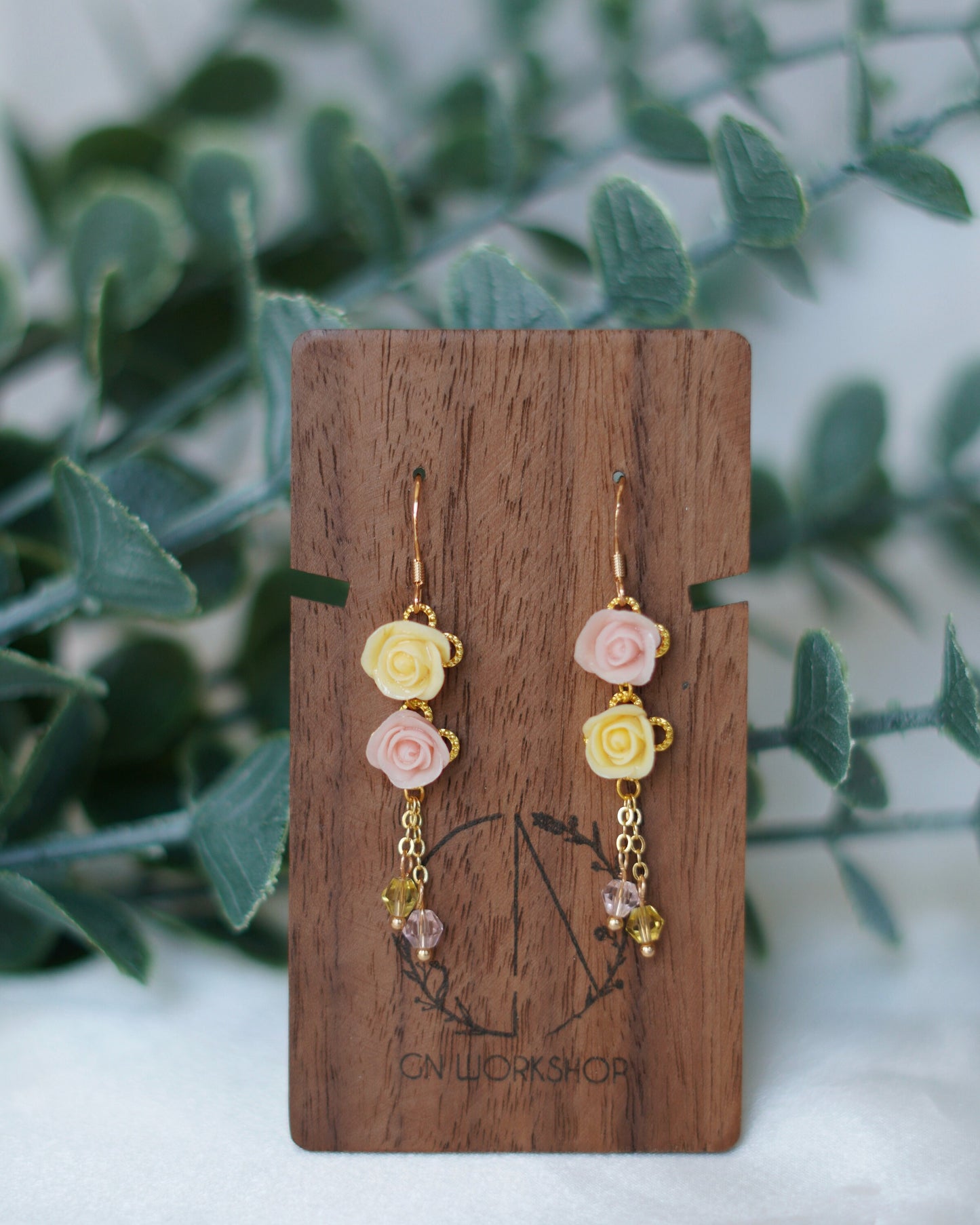 Mirrored Roses Dangles