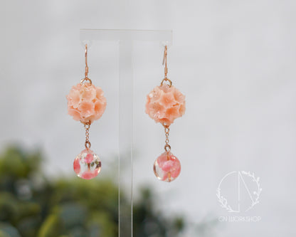 Sakura Crystal Sphere Dangle Earrings