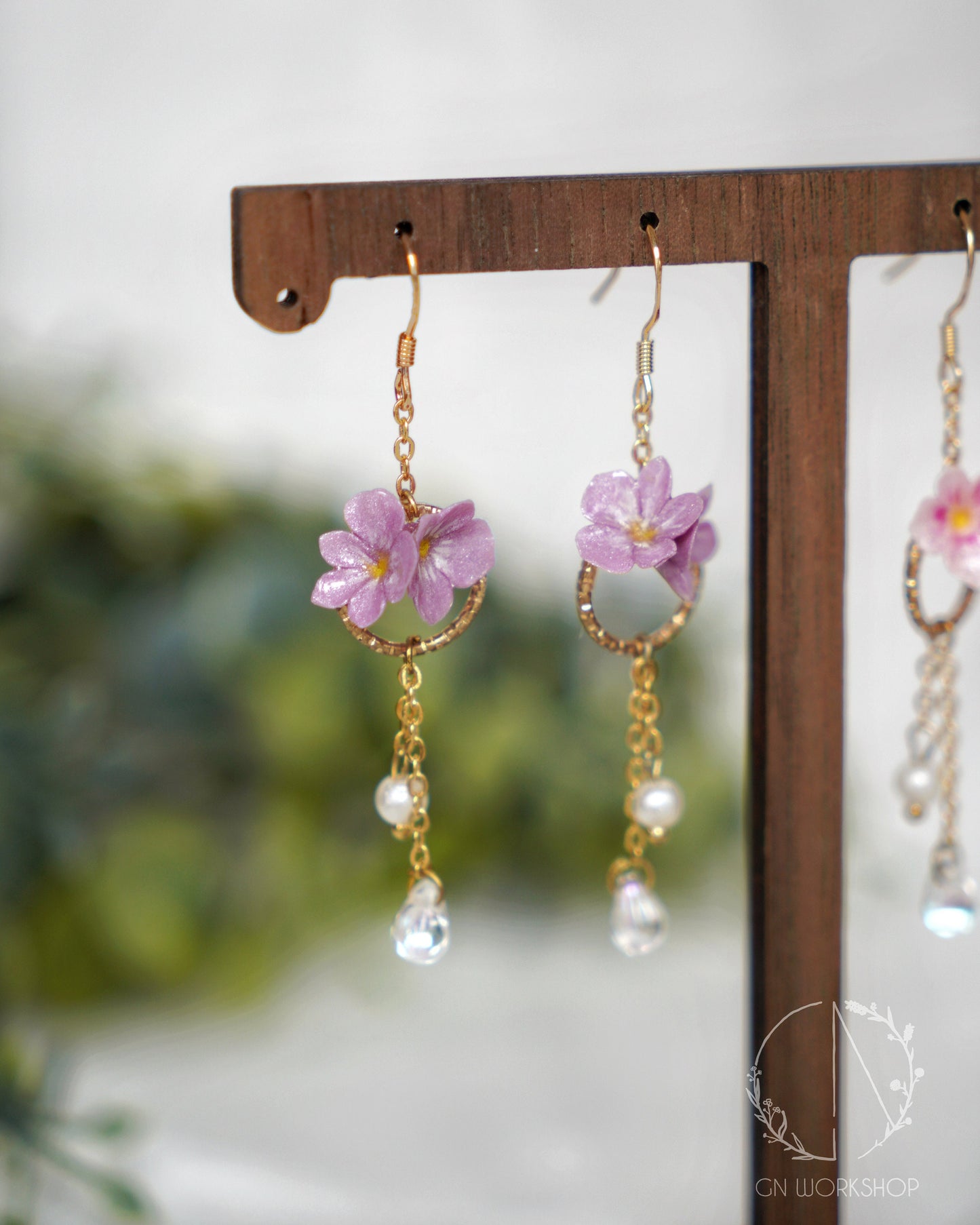Violet Blossoms Dangles - February Birth Flowers