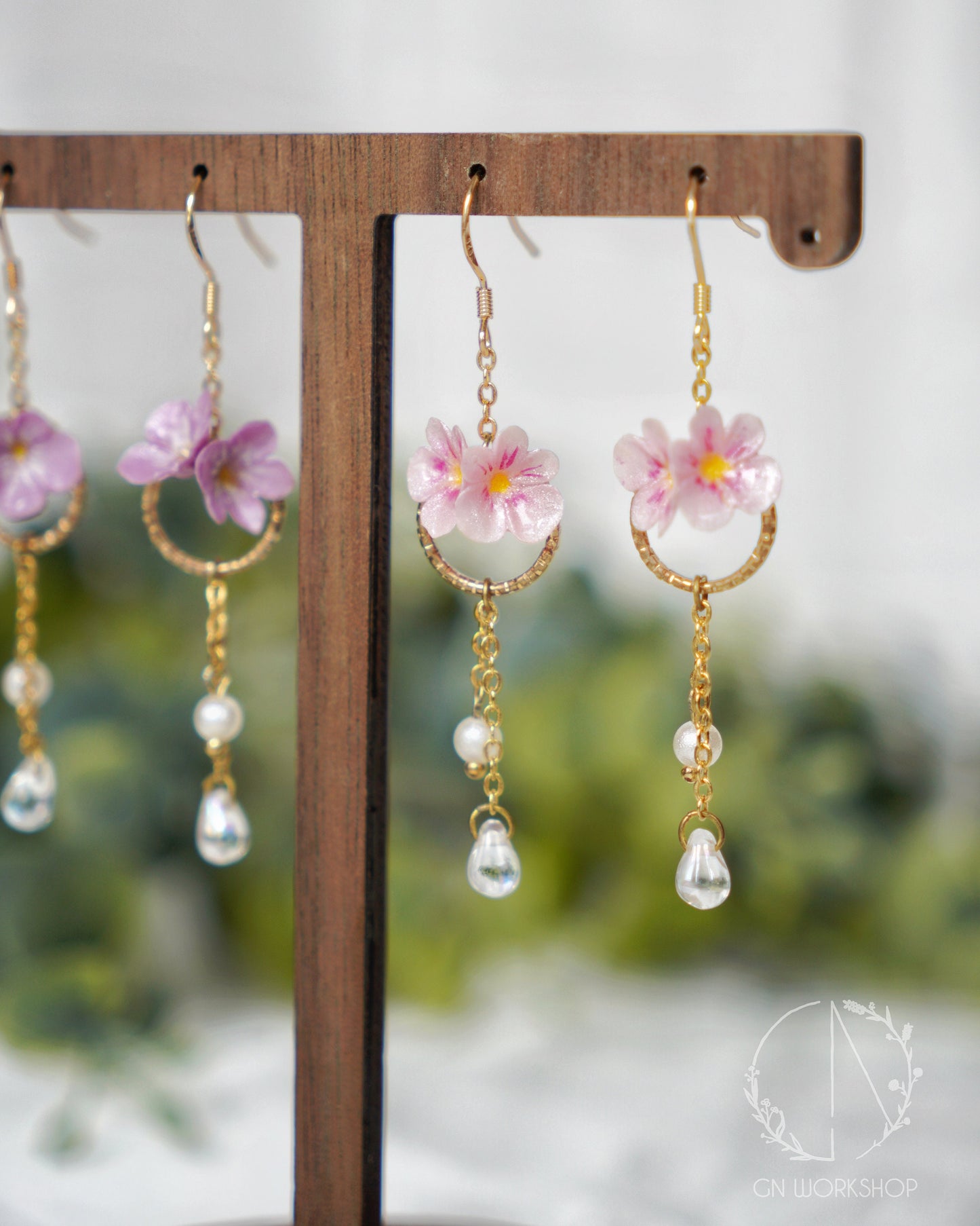 Violet Blossoms Dangles - February Birth Flowers