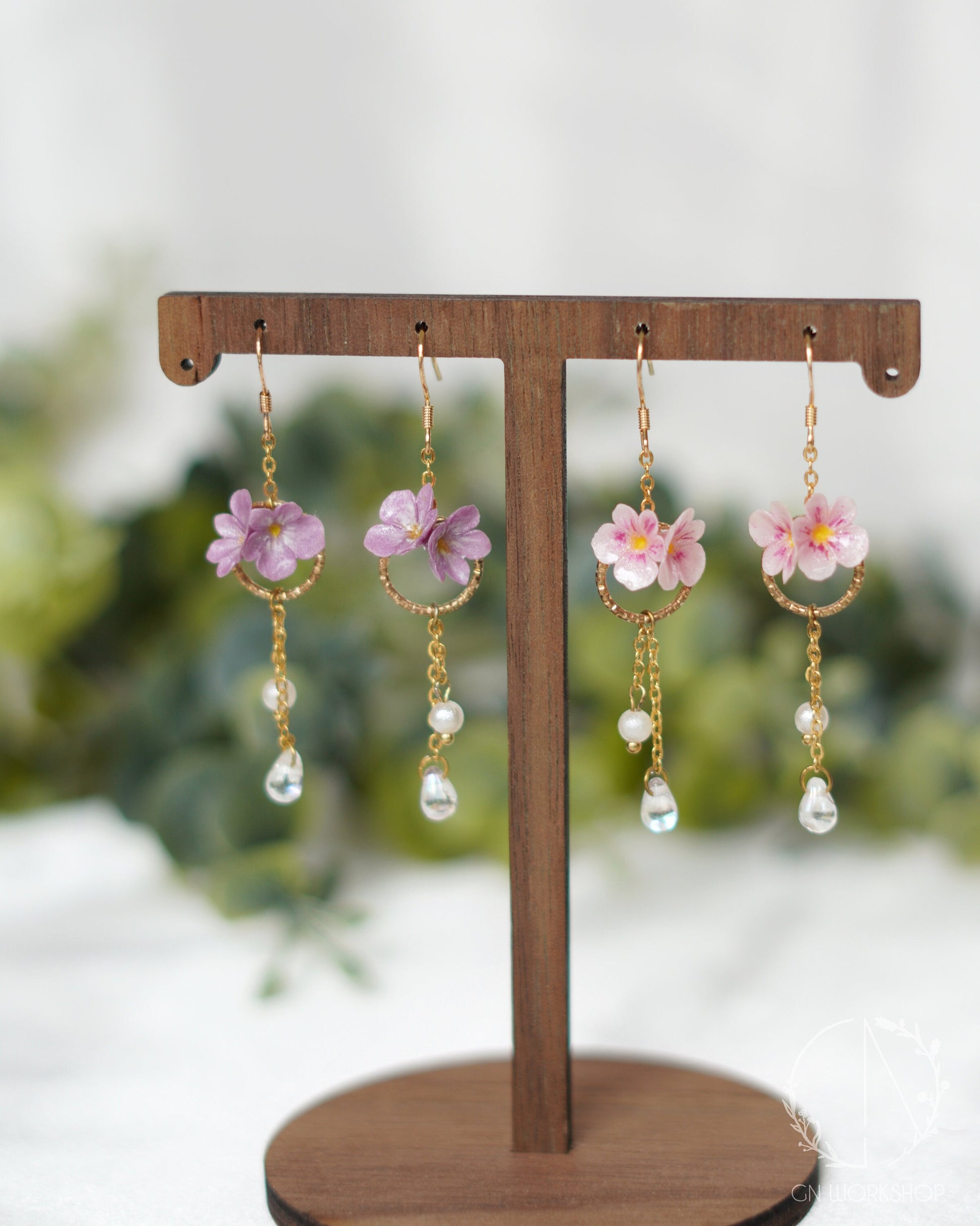 Violet Blossoms Dangles - February Birth Flowers