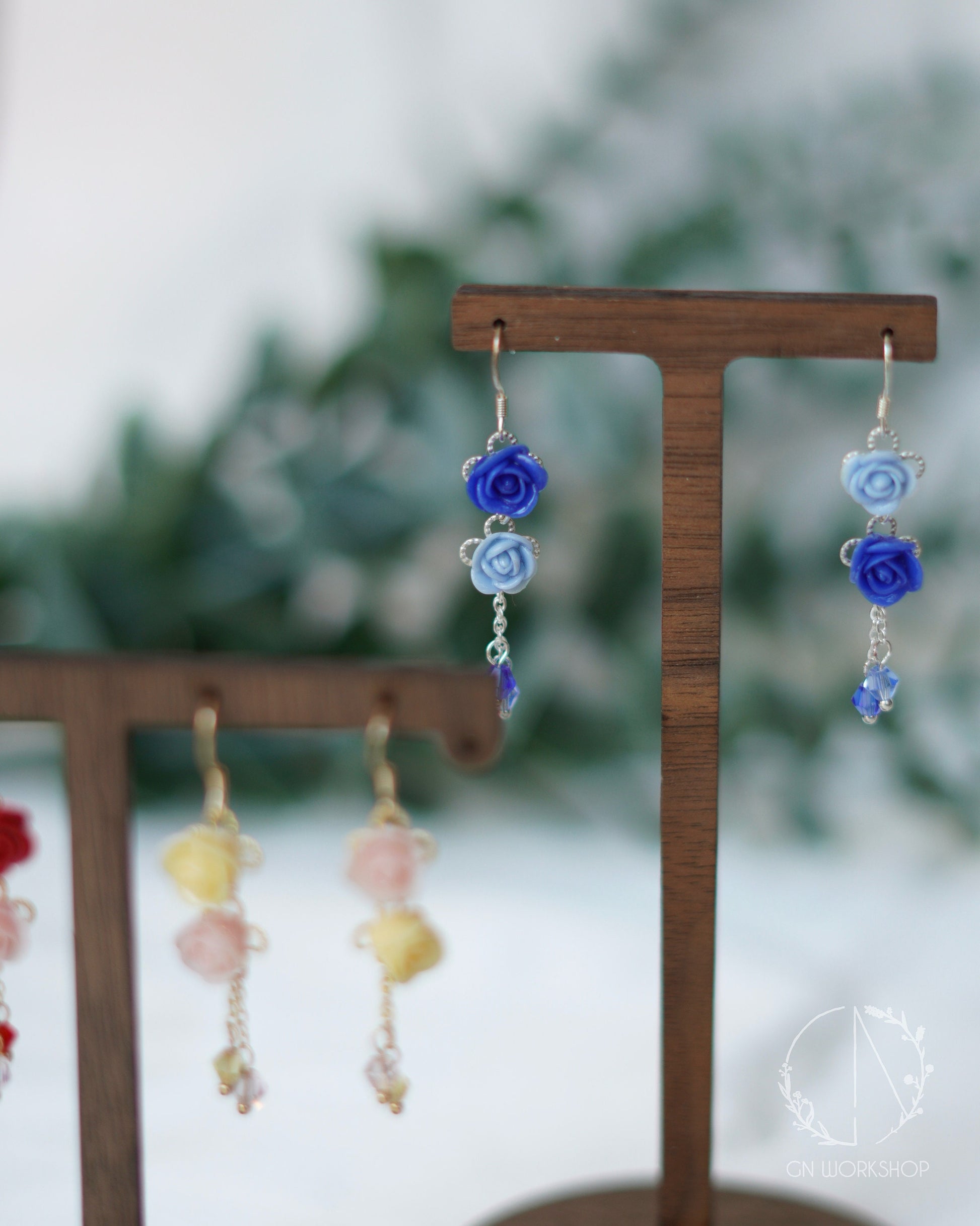 Mirrored Roses Dangles