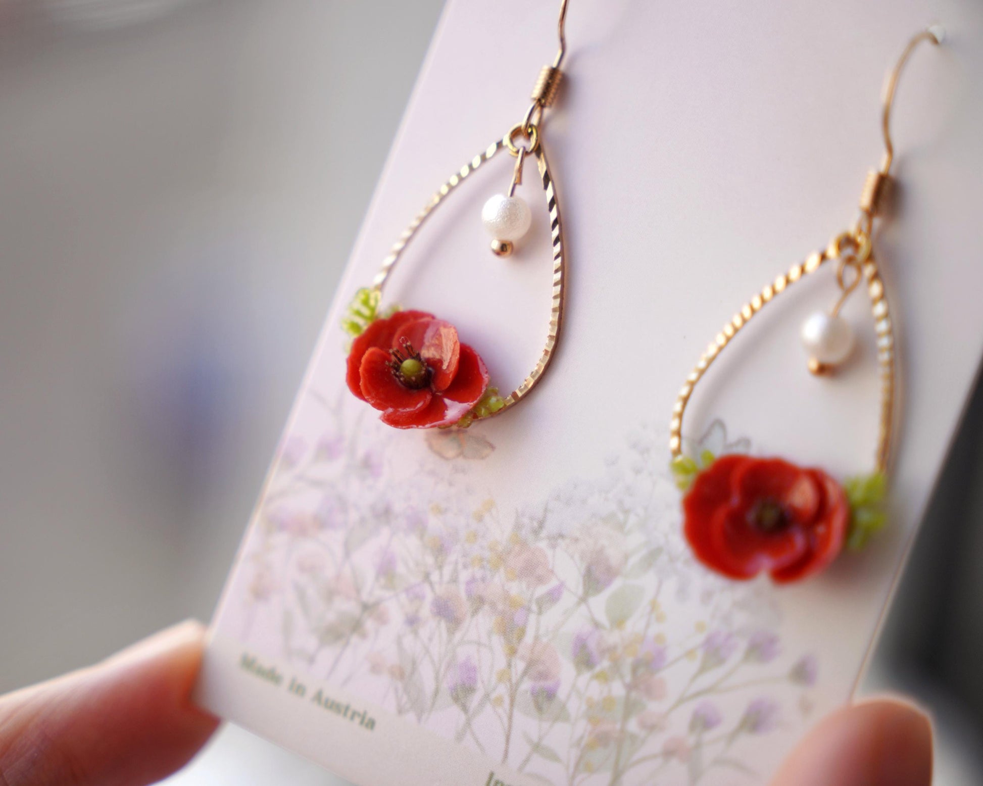 Poppy Bloom Dangles - August Birth Flowers