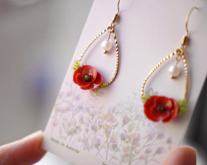 Poppy Bloom Dangles - August Birth Flowers