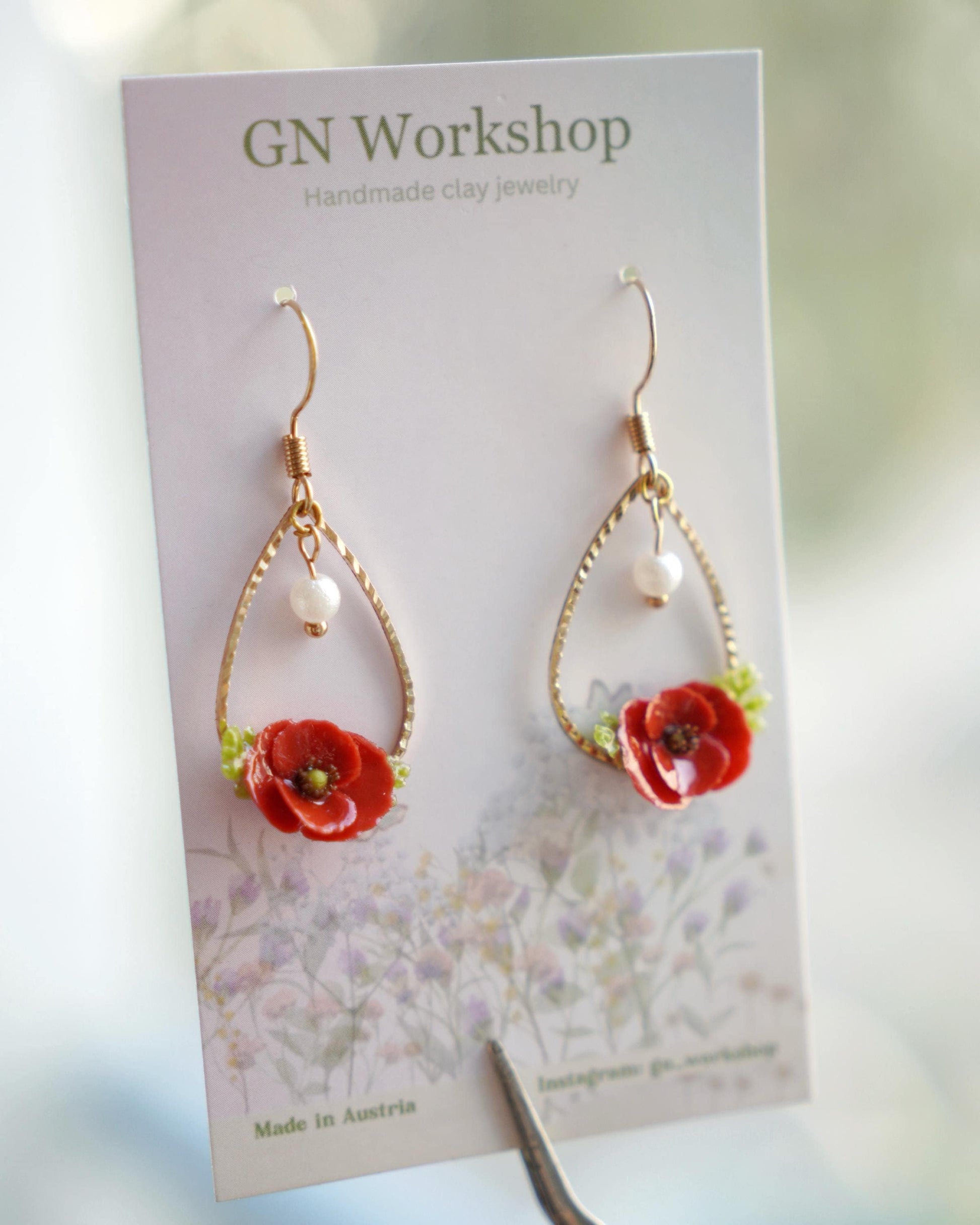 Poppy Bloom Dangles - August Birth Flowers