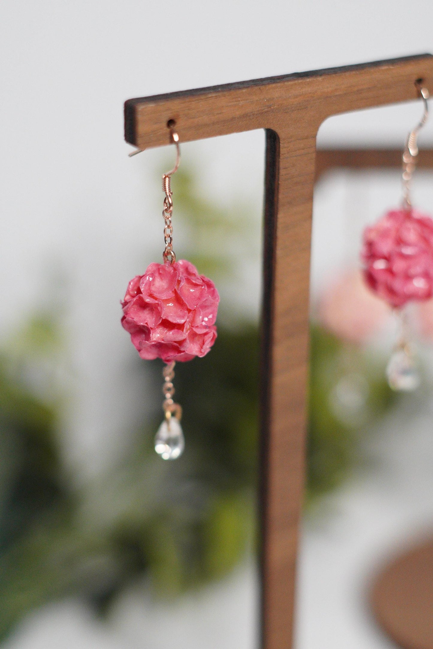 Hand-Painted Hydrangea Ombre Sphere Dangles